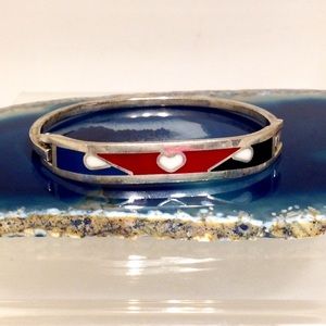 Hinged Mexico Bracelet Inlays in Alpaca Silver